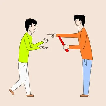 Two men are fighting each other Stock Illustration