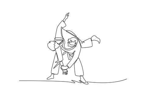 Two men are performing sacrifice throw in Judo Stock-Illustration