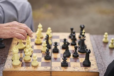Two men are playing chess. Chess board game concept of business ideas and Stock-Fotos