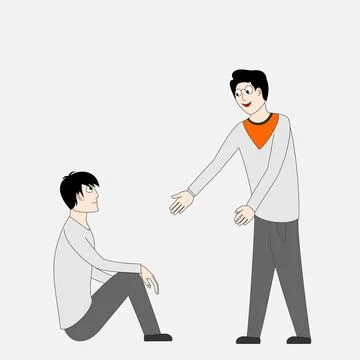 Two men are standing and one is giving the other a hug Stock Illustration