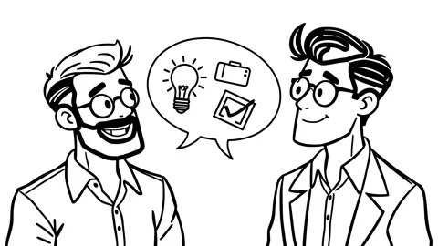 Two Men are Talking, Coworkers Line Sketch Animation Stock Footage 304385070