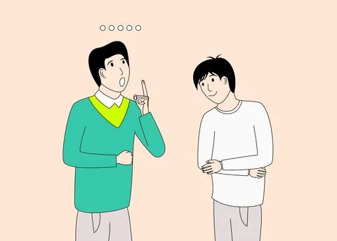 Two men are talking to each other Illustrazione stock