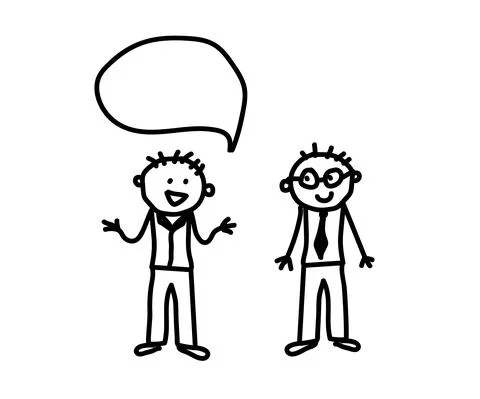 Two men are talking on a white background. Sketch. Stock Illustration