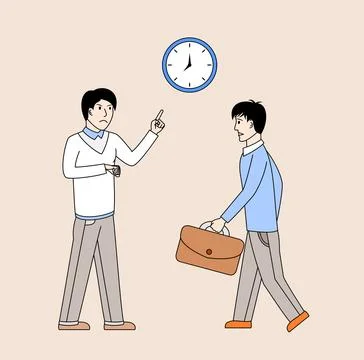 Two men are walking and one of them is holding a briefcase Stock Illustration
