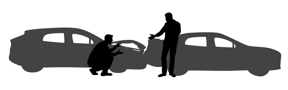 Two men argued over a car crash, man drivers arguing after traffic accident Stock Illustration