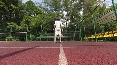 Two men badminton playing Stock Footage 51250258
