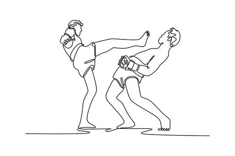 Two men boxer fighting muay thai kickboxing high kick technique Stock Illustration
