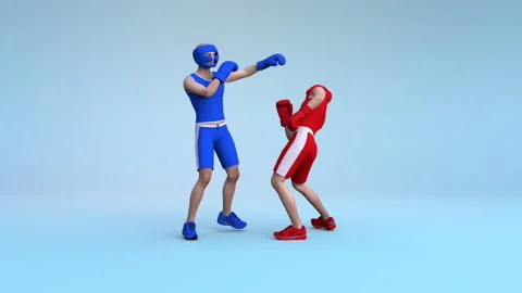 Two men boxing – 3d render looped. Stock Footage 331569217