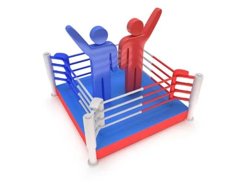 Two men on boxing ring. High resolution 3d render. Stock Illustration