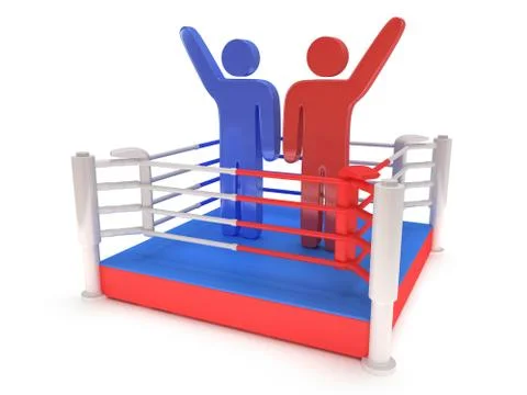 Two men on boxing ring. High resolution 3d render. Stock Illustration