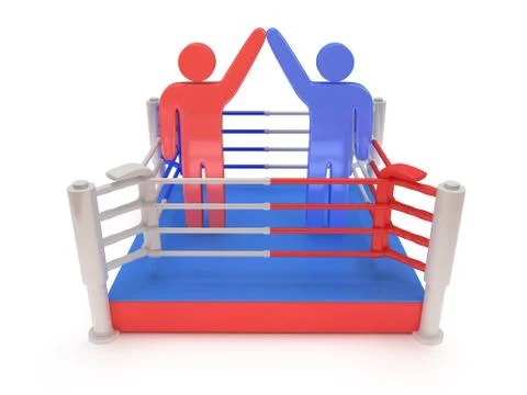 Two men on boxing ring. High resolution 3d render. Stock Illustration