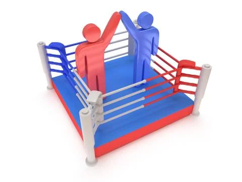 Two men on boxing ring. High resolution 3d render. Stock Illustration