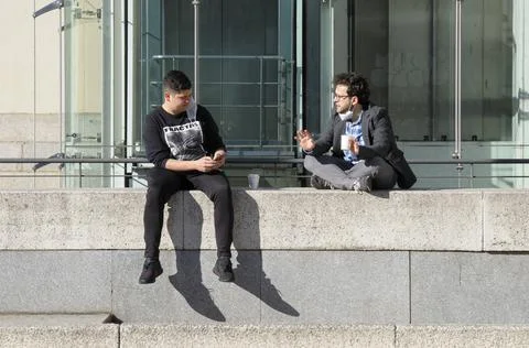 Two men on the break Stock Photos