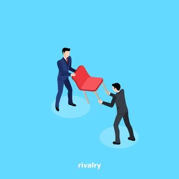 Two men in business suits are fighting for a chair, an isometric image Stock Illustration