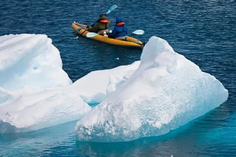 Two men in a canoe Foto stock