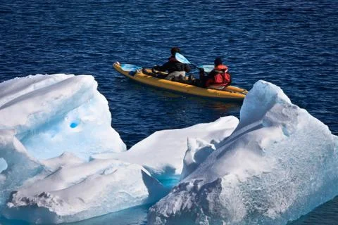 Two men in a canoe Stock Photos