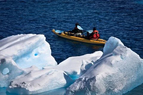 Two men in a canoe Stock Photos
