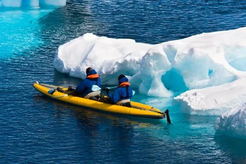 Two men in a canoe Stock Photos