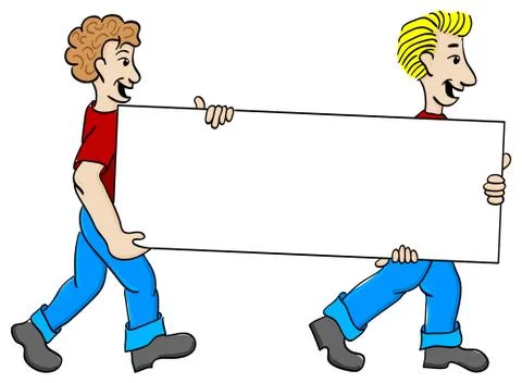Two men carry a billboard Stock Illustration