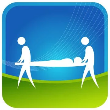 Two men carrying stretcher... Stock Illustration