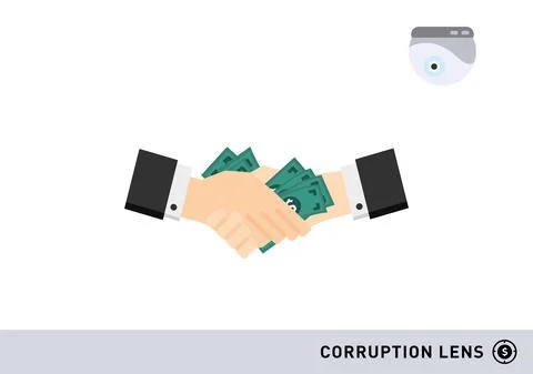 Two men check hand with cash for business dealing vector Stock Illustration