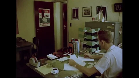 Two men check with the RCA Picket ship manager - 1960 Stock Footage 101163560