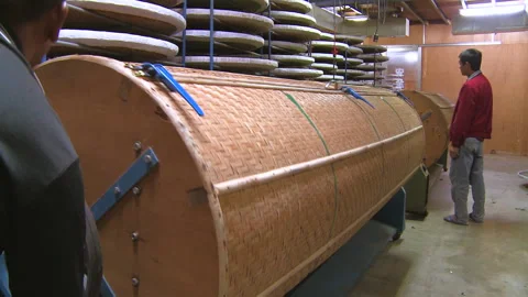 Two men check tea leaves drying process in Taiwan factory Stock Footage 130667992