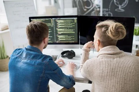 Two Men Creating Programs Stock Photos