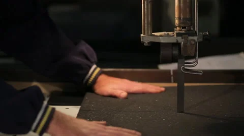 Two men cut polyurethane foam Video stock 56183775