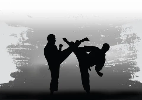 Two men demonstrate karate. Stock Illustration