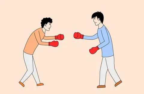 Two men doing boxing. two men warming up Stock Illustration