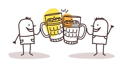 Two men drinking beer Stock Illustration