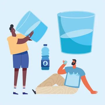Two men drinking water Illustrazione stock