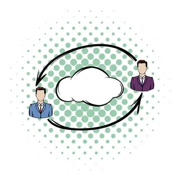 Two men exchange information icon Stock Illustration