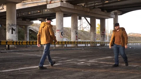 Two men exercise self-defense technique Stock Footage 118404047