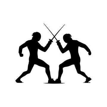 Two men fencing Stock Illustration