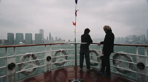 Two men on a ferry Stock Footage 49313298