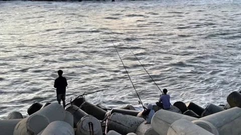 Two men fishing Stock Footage 307813207