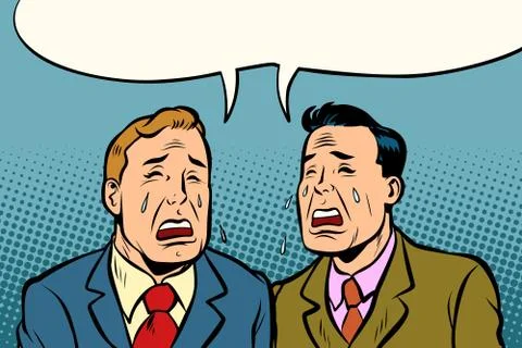 Two men friends crying Stock Illustration