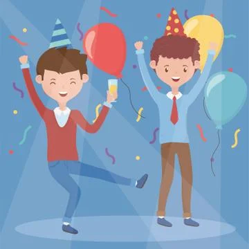 Two men happy drinking celebration party Illustrazione stock