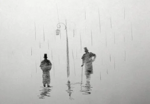 Two men in hats Stock Illustration