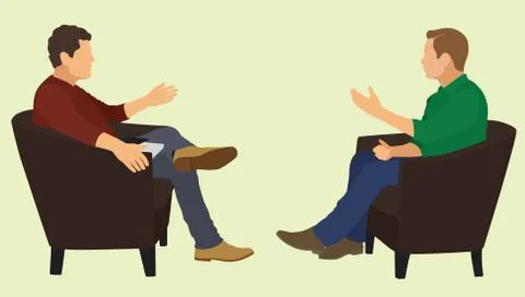 Two Men Having a Conversation Stock Illustration