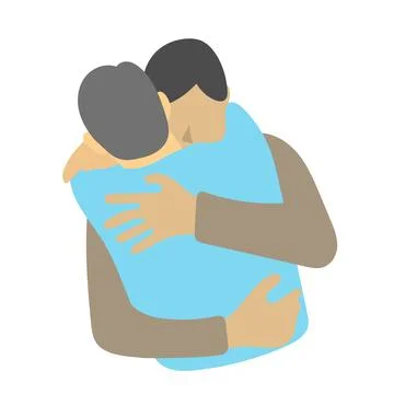 Two men hug each other with love of friend illustration vector isolated Stock Illustration