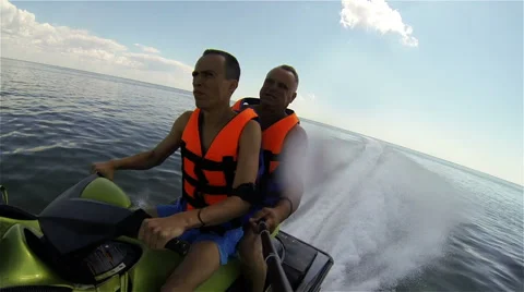 Two men on Jet Ski, Azov sea, Vacation Concept Stock Footage 65728542