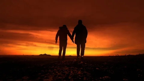Two men join hands and go into the sunset. lgbt Stock Footage 102613908