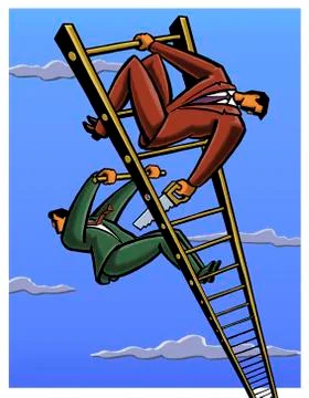 Two men on ladder, competing Stock Illustration