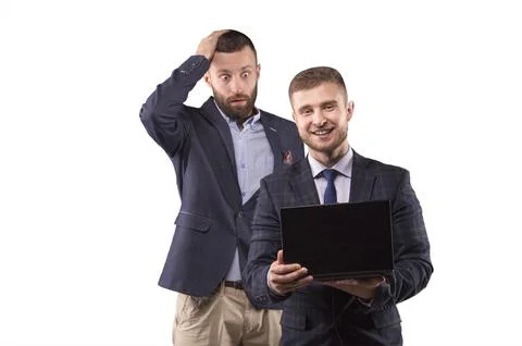 Two men looking at laptop Stock Photos