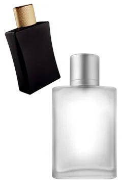 Two men perfume bottles, isolated on white background, clipping paths include Foto stock