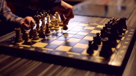 Two men play chess Video stock 48676037