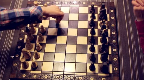 Two men play chess. Top view Stock Footage 48676083